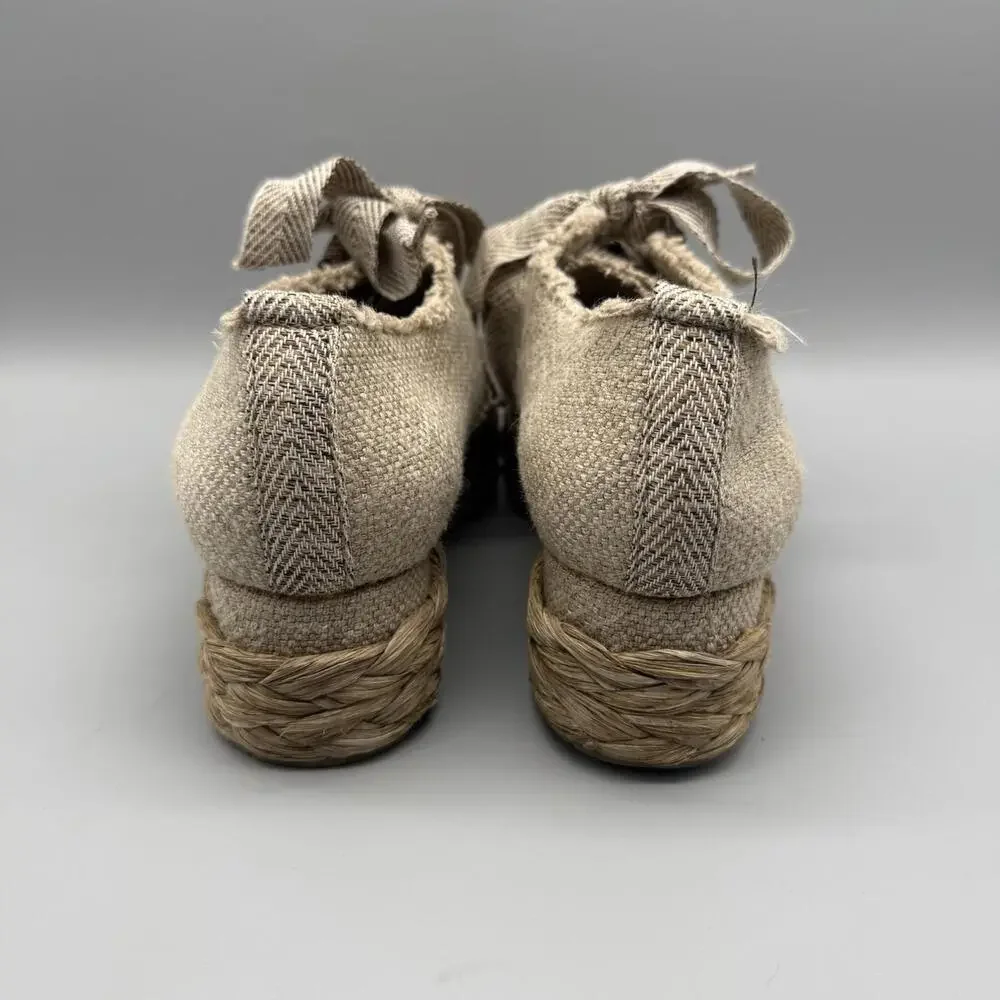 Pedro Garcia Gavi Platform Canvas Raffia Casual Espadrille Shoes Women's Sz US 9